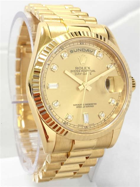 champagne dial rolex day date|rolex yellow gold diamond dial.